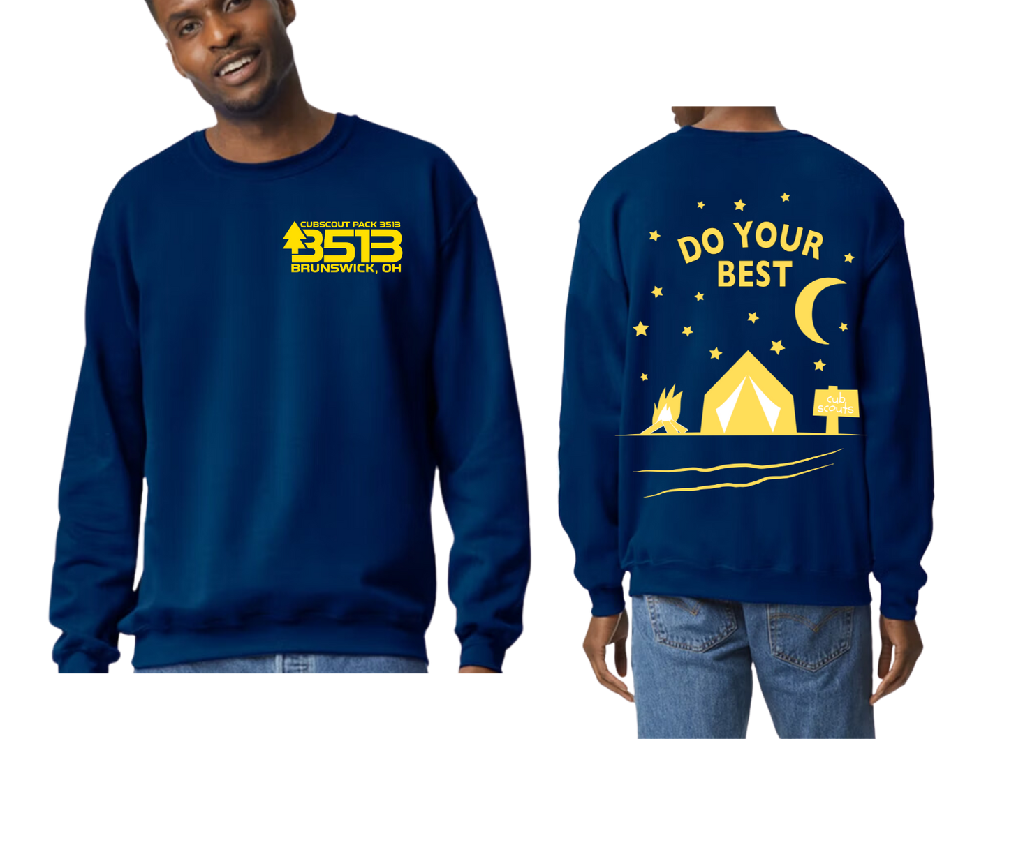 * Scout Adult crew neck sweatshirt with pocket and back design